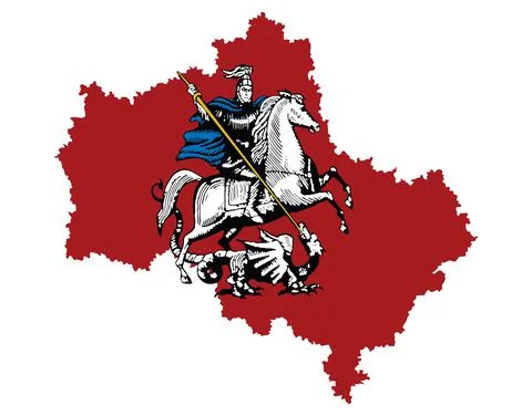 Moscow Oblast vector map silhouette coat of arms イラスト素材