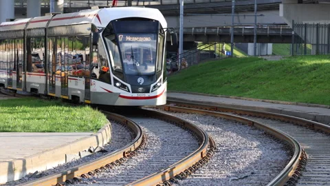 Moscow Public Tram 스톡 동영상 247338458