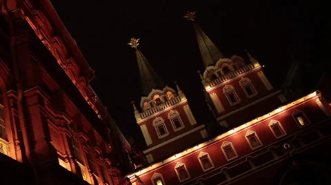 Moscow Red square building at night Video stock 33195972
