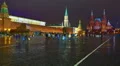 Moscow. Red Square, Historical Museum and Kremlin at rainy night. Time-lapse HD Footage