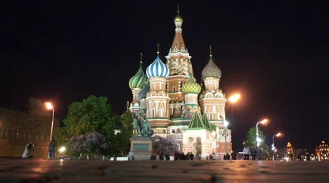 Moscow Red Square Kremlin Cathedral Night 001 Stock Footage 37335670