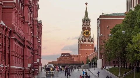 Moscow, Red Square. Kremlin Clock. Stock Footage 76394127