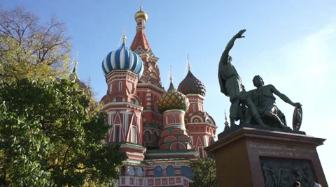 Moscow Red Square Kremlin St Basil Cathedral Day 001 Stock Footage 37276215