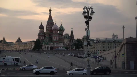 Moscow red square Kremlin view from Moskva River at sunset in Russia. Stock Footage 212389829