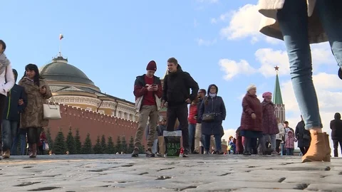 Moscow red square selfie 스톡 동영상 97526019