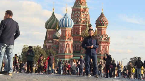 Moscow red square St. Basils Cathedral 스톡 동영상 97596107