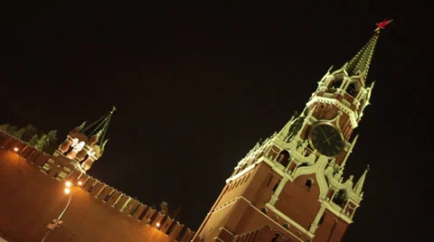 Moscow Red square Star at night Video stock 33197885