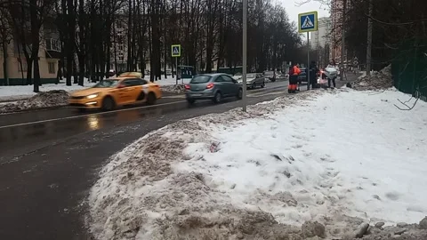 Moscow. Repair work going on along the road Stock Footage 227306883