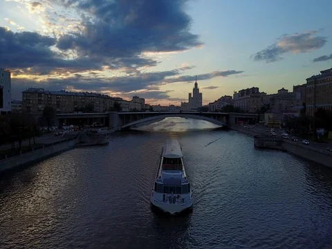 Moscow river aerial view Video stock 77006095