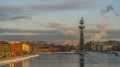 Moscow river day view timelapse 4k Stock-Footage 87762506