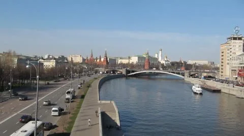 Moscow river Stockbeeldmateriaal 8837289