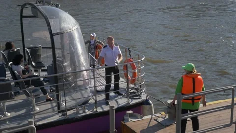 Moscow river with the ship Stock Footage 210236664