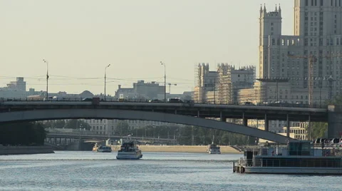 Moscow-river in sunset Stock Footage 65196753