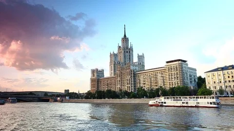 Moscow river transport Stock Footage 74102245