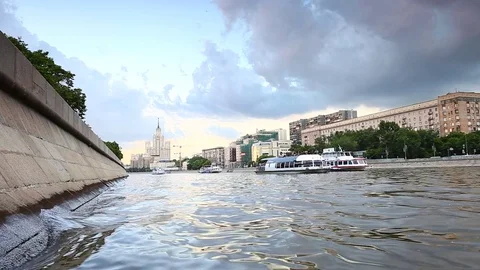 Moscow river transport Stock Footage 74102265