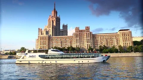 Moscow river transport Stock Footage 74102363