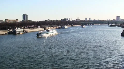 Moscow river view Stock-Footage 67343259