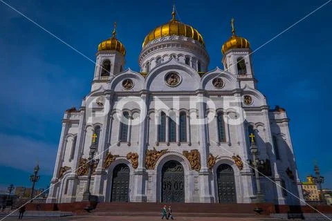 MOSCOW, RUSSIA- APRIL, 24, 2018: Outdoor view of Church of the Savior Cathedral Stock Photos