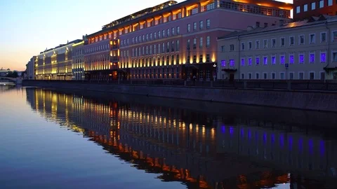 Moscow Russia city view from river channel. 4K. Stock Footage
