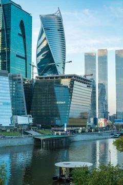 Moscow, Russia. The Evolution Tower, a spiraling glass skyscraper with a di.. Photos