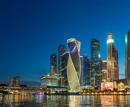 Moscow, Russia. The Evolution Tower, a twisting glass and white helical sky.. Photos