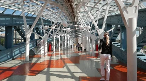 MOSCOW, RUSSIA - Inside of the arch structures of Kievsky (Bogdan Stock Footage 54644419