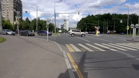 Moscow Russia, June 24 2017: Day city road traffic view from inside car. Stock Footage