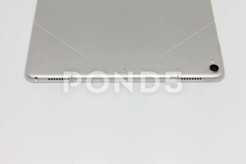 Moscow / Russia - March 19, 2019: Inverted white ipad on white background Stock Photos
