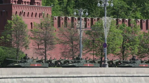 Moscow, Russia - May 9, 2016: Military parade on a Victory Day Stock Footage 63392876