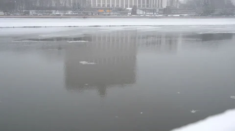 MOSCOW, RUSSIA Winter view of the Russian White House Stock Footage 34995053