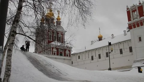 Moscow Scene Novodevichy Monastery Video stock 8641881