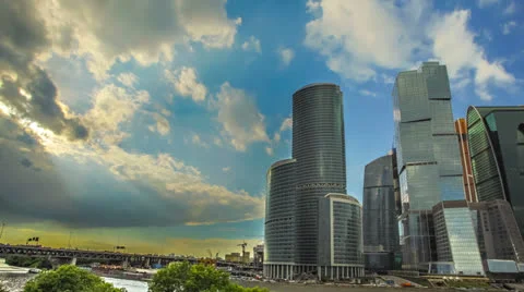 The Moscow sky-scrapers and clouds timelapse,RAW VIDEO:6K,4K &amp; 1080p resolutions Stock Footage 24771036