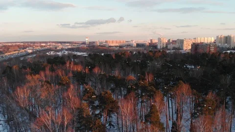 Moscow skyline at epic sunset. Winter ae... | Stock Video | Pond5