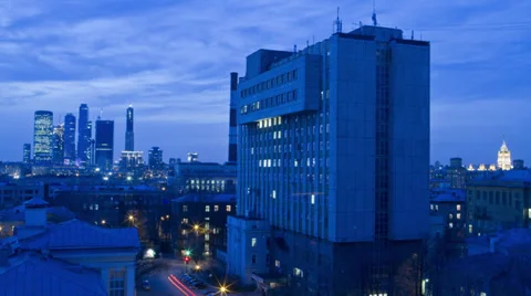 MOSCOW, Skyline time lapse, sunset and sunrise #1 Stock Footage 36291370