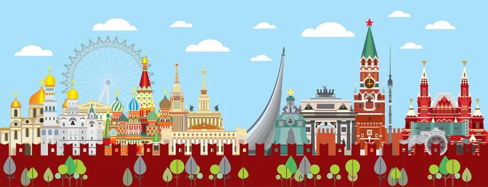 Moscow skyline vector 2 Illustrazione stock