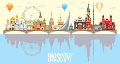 Moscow skyline vector 7 Illustrazione stock