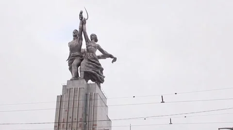 Moscow soviet sight Monument to Worker and Farmer Moscow Exhibition Center Video stock 45475283