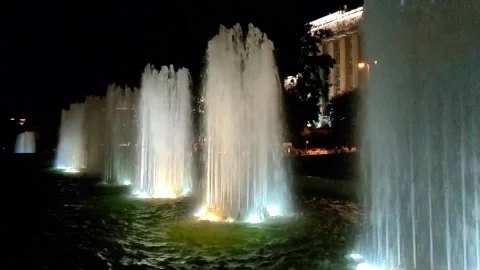 Moscow Square Illuminated Fountain Complex Saint Petersburg Russia Stock-Footage 329612754