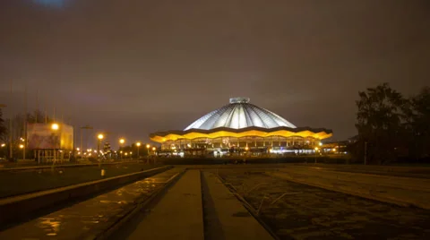 Moscow State Circus night hyperlapse 스톡 동영상 31467605