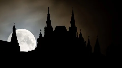 Moscow:  State Historical Museumfrom in Red Square, by Night, Russia Stock Footage 101977606