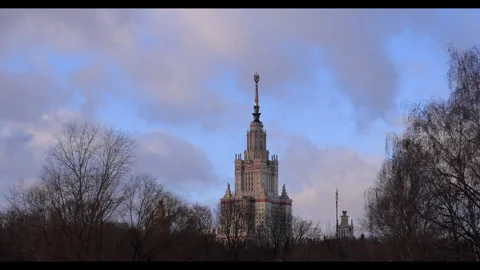 Moscow State University skyscraper Stock Footage 296096544