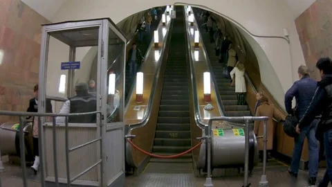 Moscow subway escalator Stock Footage 87924617