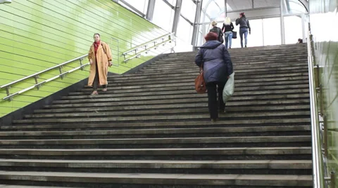 Moscow subway ladder Stock Footage 30593447