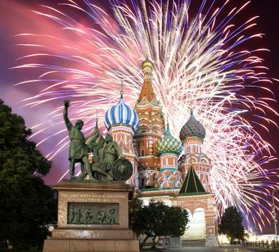 Moscow, Temple of Basil the Blessed Stock Photos
