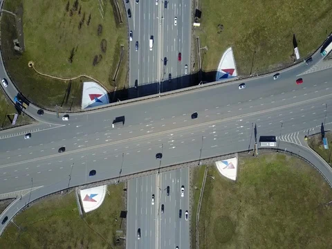 Moscow traffic intersection Stock Footage 77005331