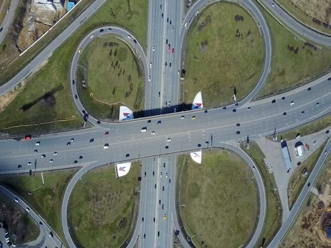 Moscow traffic intersection Stock Footage 77009821