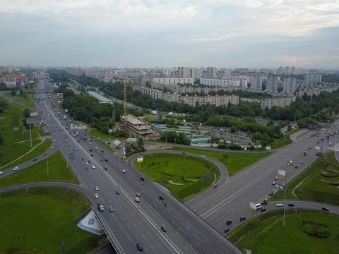 Moscow traffic intersection Stock Footage 77075087