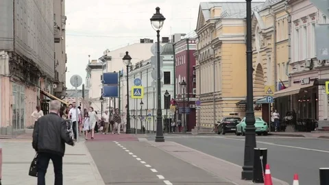 Moscow. Traffic in old town Stock Footage 80190318