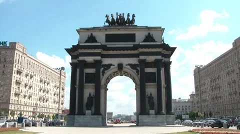 Moscow Triumphal Gate Stock Footage 7130306