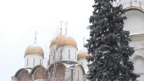 Moscow under the snow Stock Footage 84295398